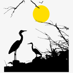 鸟和太阳矢量图素材