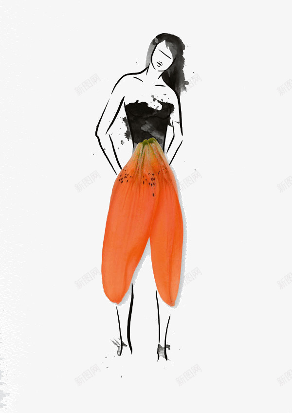 橙色时尚创意服装png免抠素材_新图网 https://ixintu.com 创意 女装 女装设计 时尚 服装艺术 服装设计 橙色 艺术