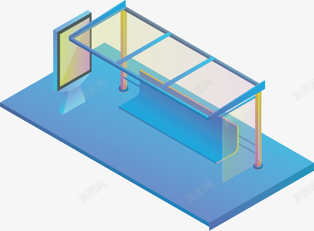 唯美站台png免抠素材_新图网 https://ixintu.com 卡通简约 唯美站台 彩色底纹 矢量图案 装饰图 车站