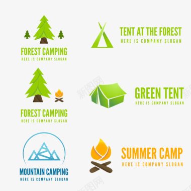 野营帐篷篝火图标图标