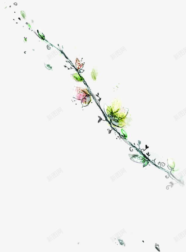 透明花朵在中间边框png免抠素材_新图网 https://ixintu.com 中间 花朵 边框 透明