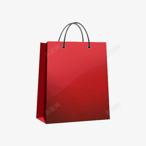 红色购物袋png免抠素材_新图网 https://ixintu.com 买东西 梯形图 装东西 购物