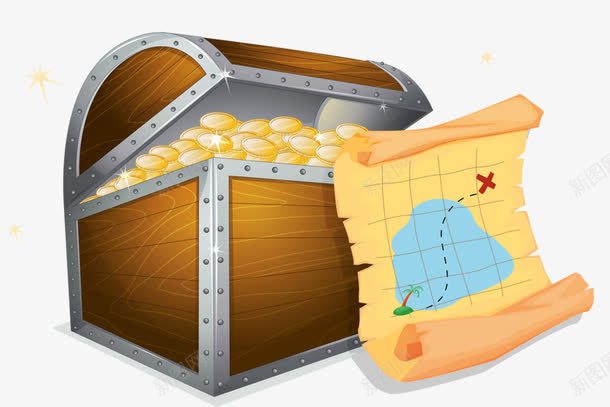 埋藏的宝藏png免抠素材_新图网 https://ixintu.com 地图 宝箱 宝藏 宝藏图