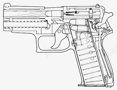 手枪结构图png免抠素材_新图网 https://ixintu.com 手枪 手枪内部结构图 手绘 结构图