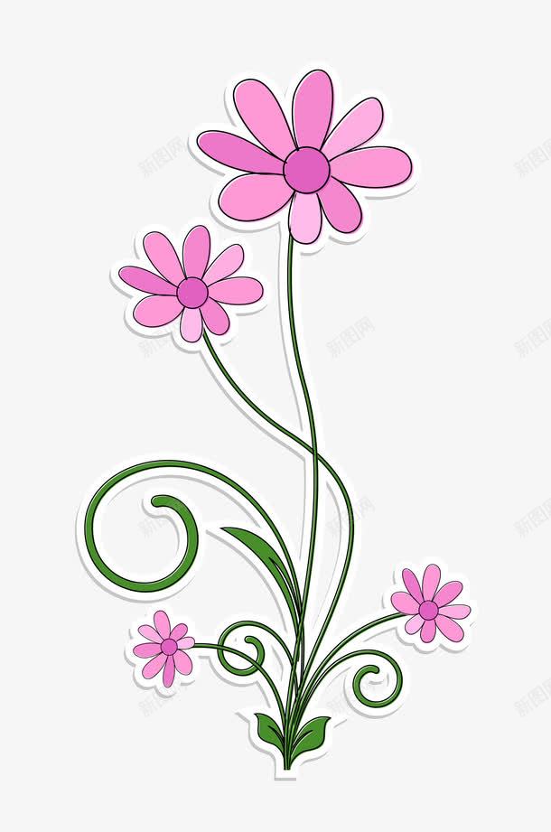 漂亮的粉色花朵png免抠素材_新图网 https://ixintu.com 卡通手绘 漂亮 粉色 花
