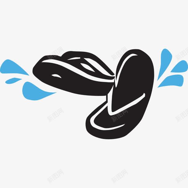 卡通黑色拖鞋人字拖增高防水png免抠素材_新图网 https://ixintu.com 人字拖 卡通 增高 拖鞋 防水 黑色