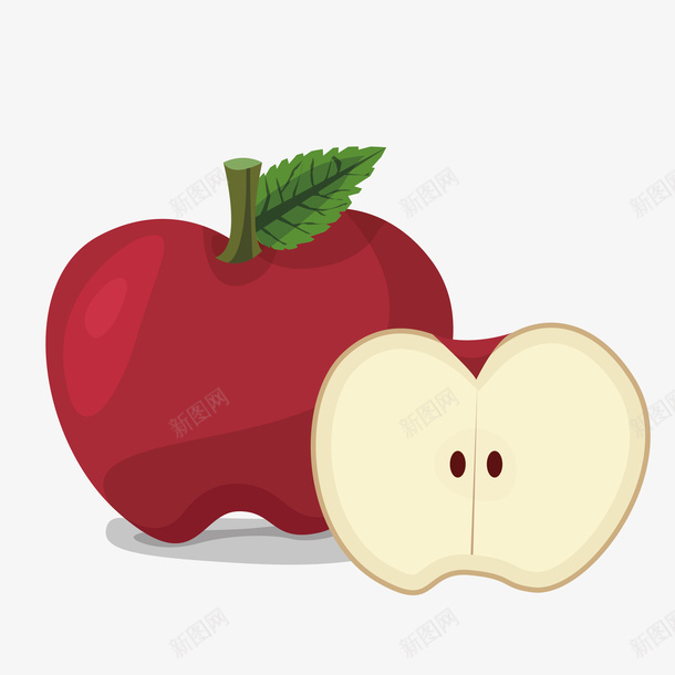 手绘卡通红苹果png免抠素材_新图网 https://ixintu.com 半个苹果 卡通水果 卡通苹果 手绘苹果 新鲜水果 水果 红苹果