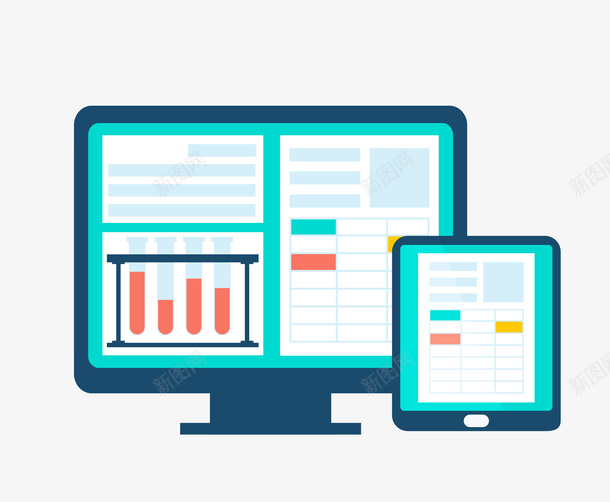 电脑iPad医疗矢量图eps免抠素材_新图网 https://ixintu.com iPad 医疗 电脑 矢量素材 矢量图