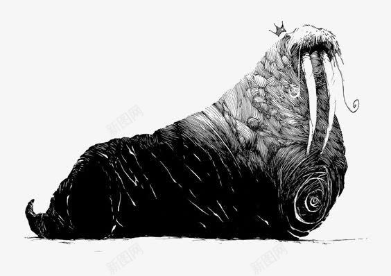 卡通海象png免抠素材_新图网 https://ixintu.com 动物 南极 水墨海豹 海洋 海象 环保