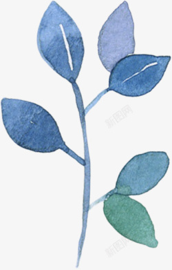 手绘蓝色的植物素材