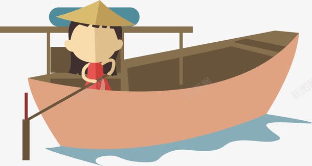 女孩划船png免抠素材_新图网 https://ixintu.com 划船 卡通 女孩 小船 手绘