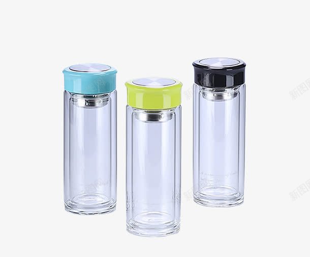三个水瓶png免抠素材_新图网 https://ixintu.com 实物 水瓶 玻璃 透明 透明水瓶
