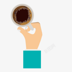 热饮杯手拿咖啡杯手绘图高清图片