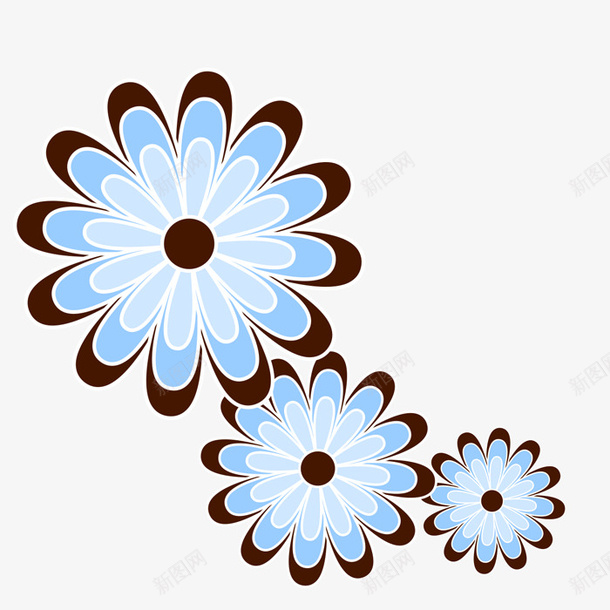 蓝色三朵花png免抠素材_新图网 https://ixintu.com png图形 png装饰 手绘 花朵 蓝色 装饰