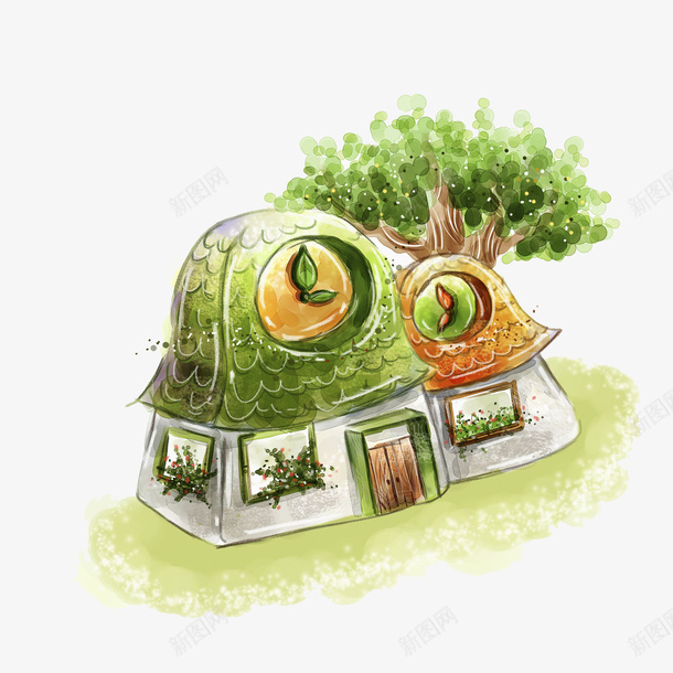 手绘彩色房子png免抠素材_新图网 https://ixintu.com 彩色 房子 手绘 树木 绘画