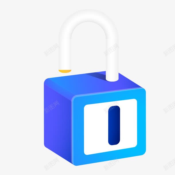 蓝色锁头模型png免抠素材_新图网 https://ixintu.com 模型 蓝色 蓝色锁头 锁头