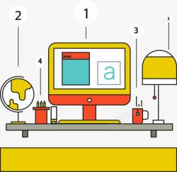 黄色办公桌素材
