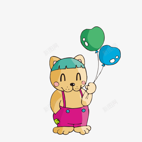 玩气球的卡通动物png免抠素材_新图网 https://ixintu.com 动物 卡通动物 气球 玩气球