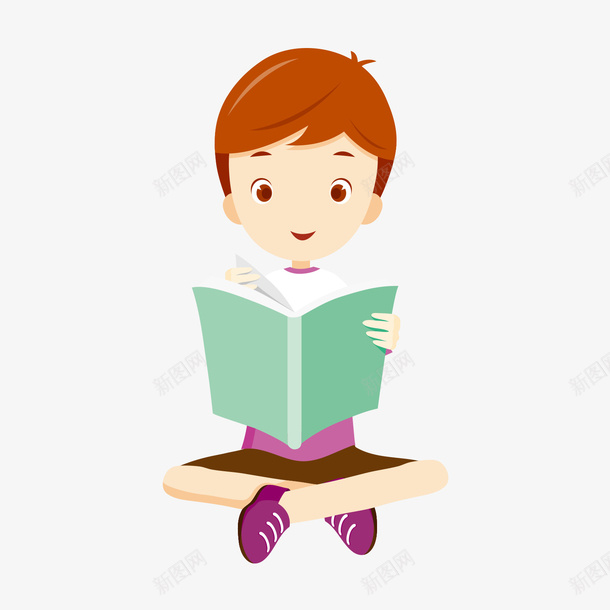 看书的男孩矢量图ai免抠素材_新图网 https://ixintu.com 男孩 看书 看书男孩 紫色 红色 绿色 阅读 矢量图