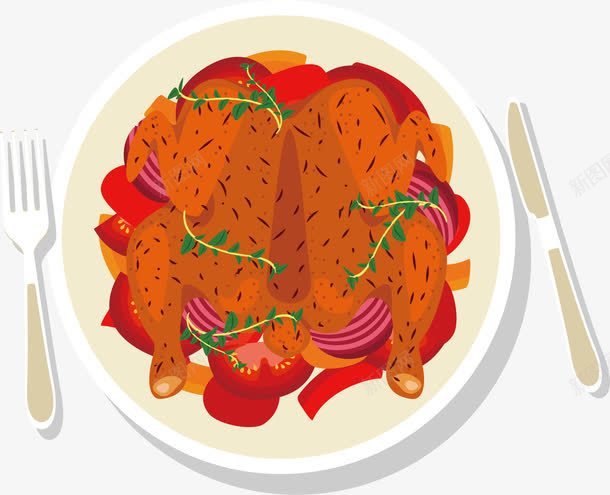 烤鸡png免抠素材_新图网 https://ixintu.com 卡通手绘 卡通食物 烤鸡 美食 营养 装饰图案