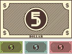茶花复古插图5复古5美元钞票的插图矢量图高清图片
