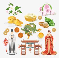 中国美食元素插画素材