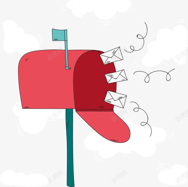 红色手绘邮筒png免抠素材_新图网 https://ixintu.com 手绘风 矢量素材 红色 邮政 邮筒