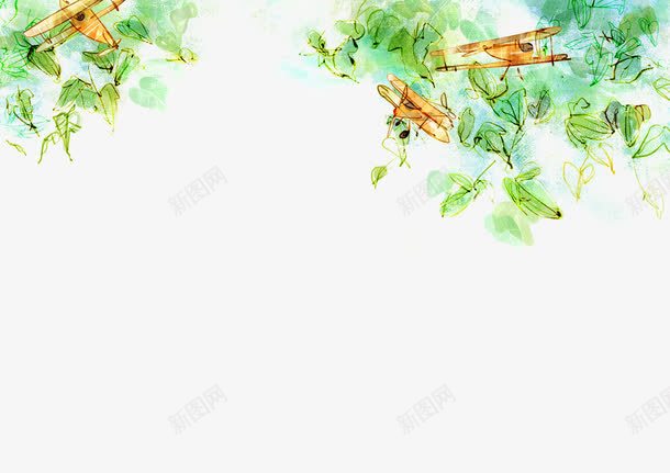 卡通手绘绿叶植物png免抠素材_新图网 https://ixintu.com 卡通 手绘 植物 绿叶 飞机