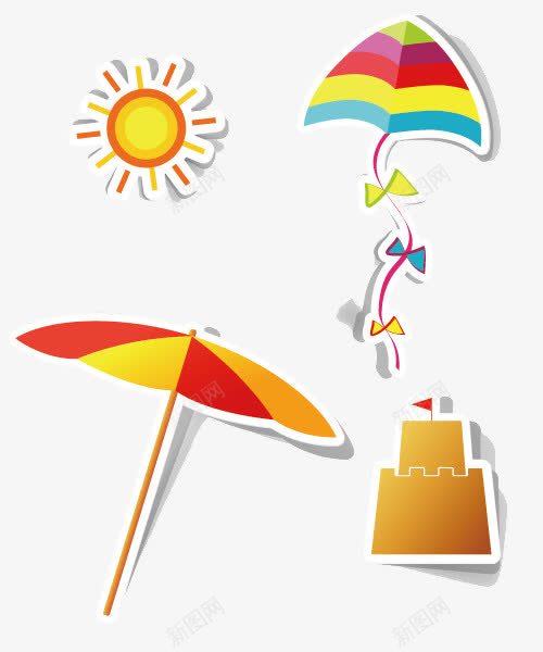夏日装饰图案png免抠素材_新图网 https://ixintu.com 城堡 太阳 旅行 遮阳伞