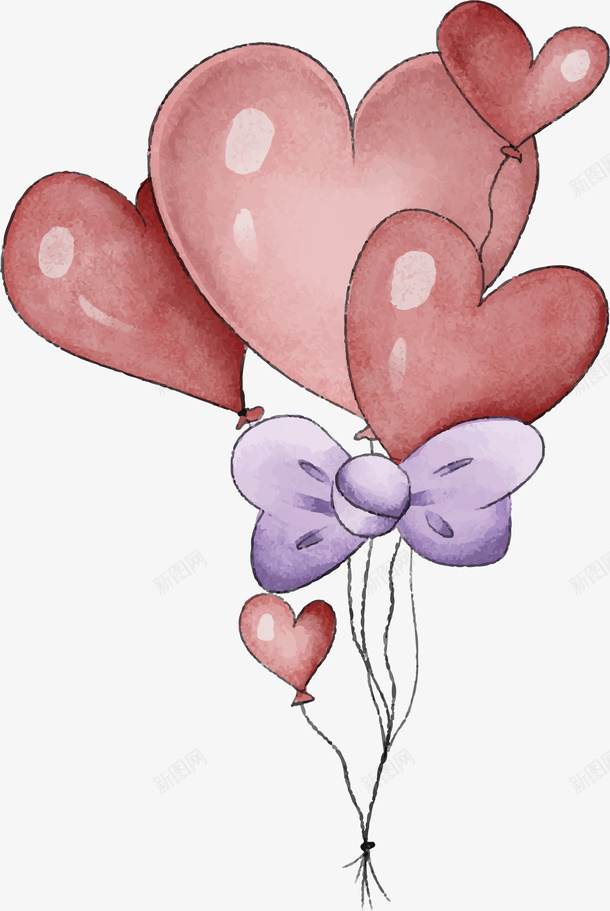粉红色爱心气球束矢量图ai免抠素材_新图网 https://ixintu.com 情人节 气球 爱心气球 矢量png 粉红色 粉色气球 矢量图