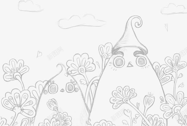 手绘素描卡通风景png免抠素材_新图网 https://ixintu.com 卡通 素描 风景