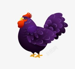 紫色卡通鸡素材