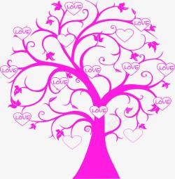 紫色爱情树手绘创意素材