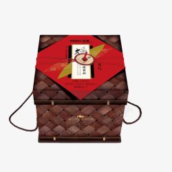 棕色的背景叶竹编糯米包装盒高清图片