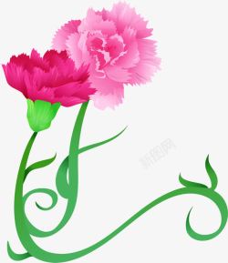 粉色水彩手绘花朵节日素材