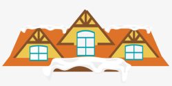 橙色房子屋顶积雪素材
