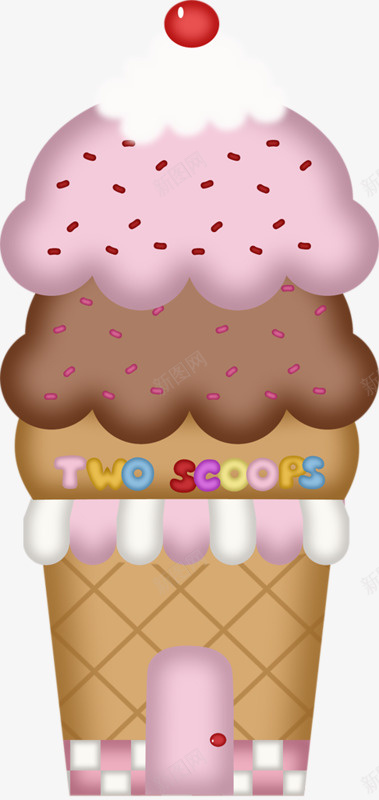 手绘双层冰淇淋png免抠素材_新图网 https://ixintu.com 冰淇淋免抠素材 卡通冰淇淋 双层冰淇淋 手绘冰淇淋