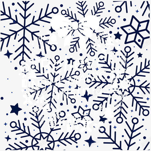 圣诞节贺卡装饰矢量图ai_新图网 https://ixintu.com 拼贴 蓝色 雪花 矢量图