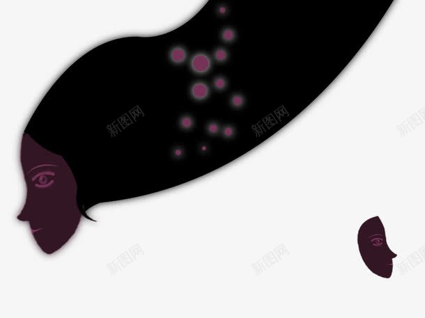 手绘人物png免抠素材_新图网 https://ixintu.com 人物 手绘 抽象 飘逸长发
