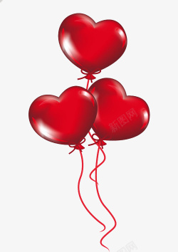 三个气球三个红色爱心气球高清图片