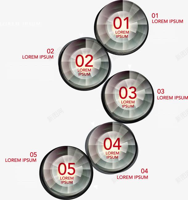 PPT元素矢量图eps免抠素材_新图网 https://ixintu.com 3D信息图表 PPT图形 PPT图表 信息标签 圆形数字标签 立体信息图表 矢量图
