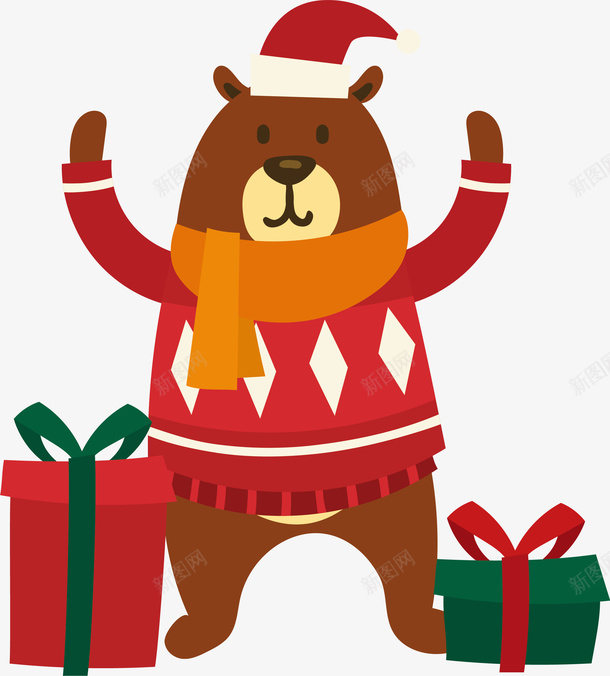 圣诞节棕色可爱大熊矢量图ai免抠素材_新图网 https://ixintu.com 圣诞大熊 圣诞快乐 圣诞礼物 圣诞节 棕色大熊 矢量png 矢量图