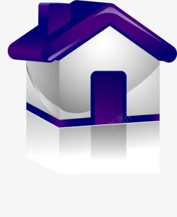 紫色的房顶手绘房子高清图片