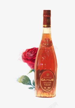 洋酒玫瑰花装饰摄影素材