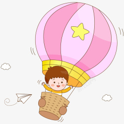 卡通装饰热气球小清新插画素材