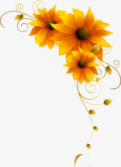 黄色向日葵花朵图案矢量图素材