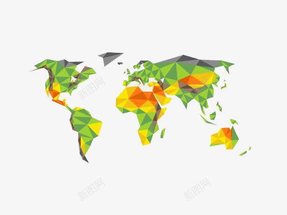 渐变色世界地图png免抠素材_新图网 https://ixintu.com 世界地图 世界地图插画 世界地图装饰 创意 水墨地图 绿色 设计感