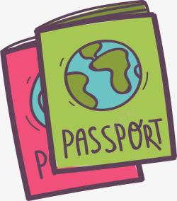 彩色护照红绿色旅游护照本矢量图高清图片