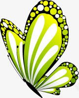 绿色蝴蝶风景手绘素材
