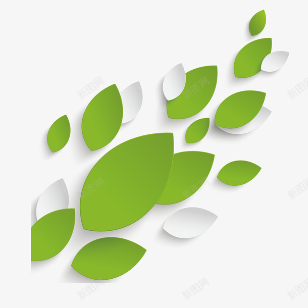 绿色树叶装饰图案矢量图ai免抠素材_新图网 https://ixintu.com 图案 树叶 绿色 装饰 矢量图